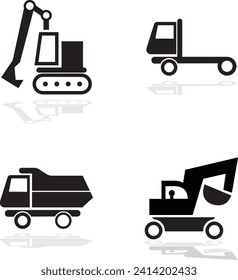 truck and crane icon isolated