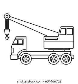 Truck crane icon in outline style isolated vector illustration