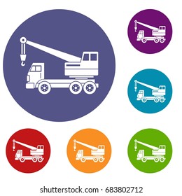 Truck crane icons set