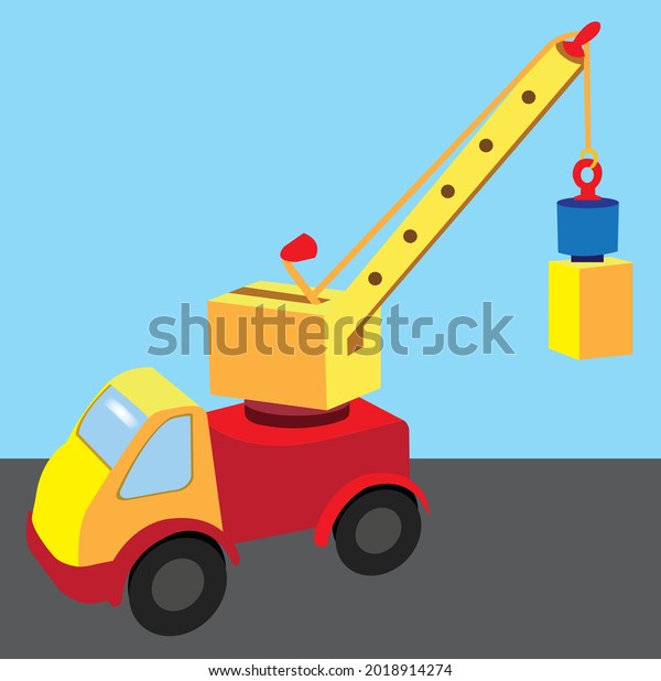 Truck Crane Lift Simulation Engineering Children\'s Toy\
Model Vector 