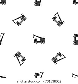 Truck crane pattern repeat seamless in black color for any design. Vector geometric illustration