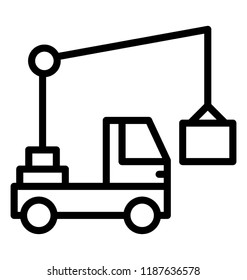 Truck crane is used for lifting goods and transporting them 