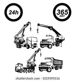 truck with crane , vector