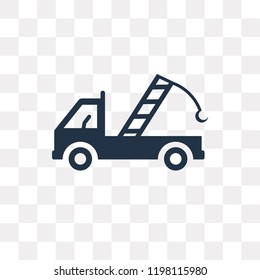Truck with crane vector icon isolated on transparent background, Truck with crane transparency concept can be used web and mobile