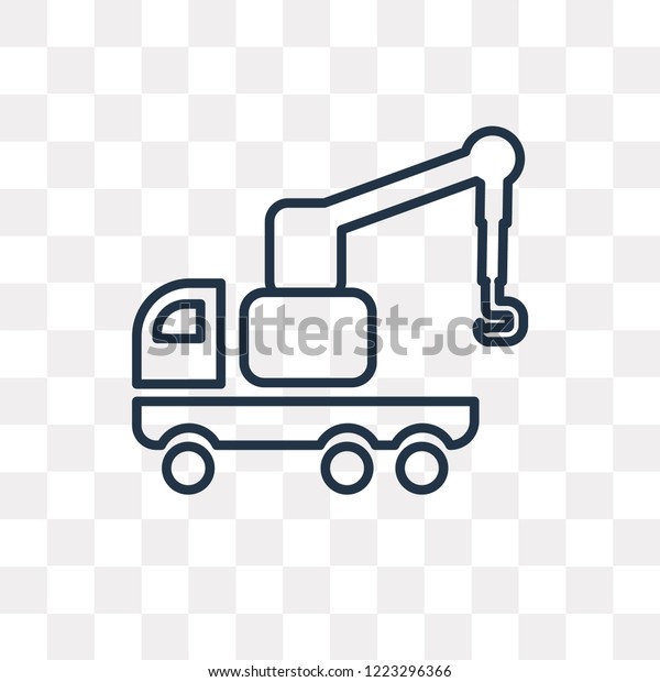 Truck with Crane vector outline icon\
isolated on transparent background, high quality linear Truck with\
Crane transparency concept can be used web and\
mobile