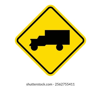 Truck Crossing Sign Alerting Drivers to Potential Truck Presence, Essential for Road Safety, US Road Sign Compliant, High-Quality Vector Stock Image