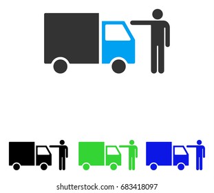 Truck Customer vector icon. Illustration style is a flat iconic colored symbol with different color versions.