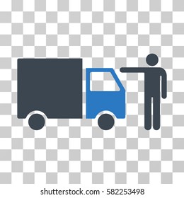 Truck Customer vector pictograph. Illustration style is a flat iconic bicolor smooth blue symbol on a transparent background.