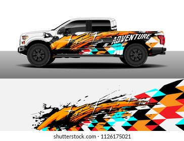 Truck decal, cargo van and car wrap vector, Graphic abstract grunge stripe designs for wrap branding vehicle