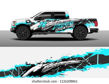 Truck decal, cargo van and car wrap vector, Graphic abstract grunge stripe designs for wrap branding vehicle