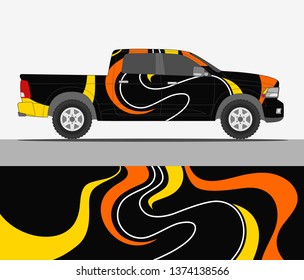 Truck decal design vector. abstract racing graphic stripe background kit for vehicle vinyl wrap, race car sticker, and rally livery