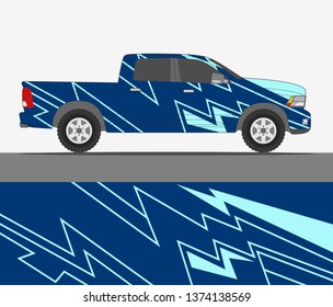 Truck decal design vector. abstract racing graphic stripe background kit for vehicle vinyl wrap, race car sticker, and rally livery