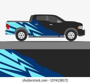 Truck decal design vector. abstract racing graphic stripe background kit for vehicle vinyl wrap, race car sticker, and rally livery