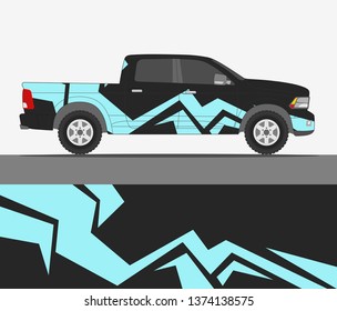 Truck decal design vector. abstract racing graphic stripe background kit for vehicle vinyl wrap, race car sticker, and rally livery