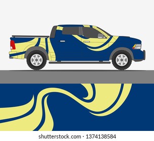 Truck decal design vector. abstract racing graphic stripe background kit for vehicle vinyl wrap, race car sticker, and rally livery