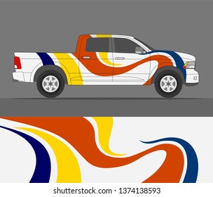 Truck decal design vector. abstract racing graphic stripe background kit for vehicle vinyl wrap, race car sticker, and rally livery