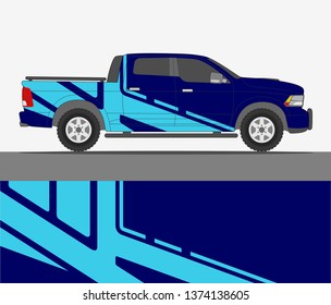 Truck decal design vector. abstract racing graphic stripe background kit for vehicle vinyl wrap, race car sticker, and rally livery