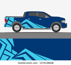 Truck decal design vector. abstract racing graphic stripe background kit for vehicle vinyl wrap, race car sticker, and rally livery