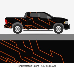 Truck decal design vector. abstract racing graphic stripe background kit for vehicle vinyl wrap, race car sticker, and rally livery