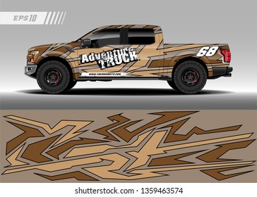 Truck decal design vector. Graphic abstract stripe racing background kit designs for wrap vehicle, race car, rally, adventure and livery
