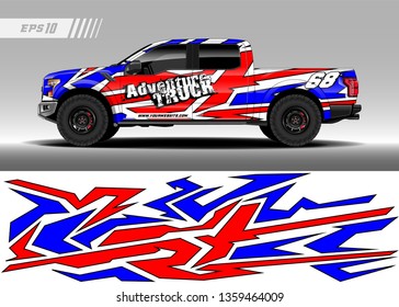 Truck decal design vector. Graphic abstract stripe racing background kit designs for wrap vehicle, race car, rally, adventure and livery
