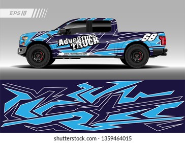 Truck decal design vector. Graphic abstract stripe racing background kit designs for wrap vehicle, race car, rally, adventure and livery
