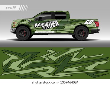 Truck decal design vector. Graphic abstract stripe racing background kit designs for wrap vehicle, race car, rally, adventure and livery
