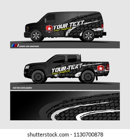 Truck decal designs, cargo van and car wrap vector. Graphic of abstract stripe designs for branding, 