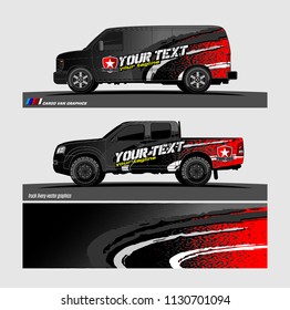 Truck decal designs, cargo van and car wrap vector. Graphic of abstract stripe designs for branding, 