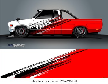 Truck decal sticker wrap design vector. Graphic abstract stripe racing background kit designs for vehicle, race car, rally, adventure and livery 