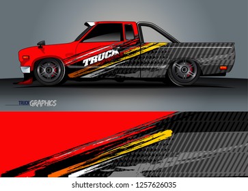 Truck decal sticker wrap design vector. Graphic abstract stripe racing background kit designs for vehicle, race car, rally, adventure and livery 