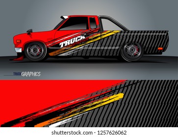 Truck decal sticker wrap design vector. Graphic abstract stripe racing background kit designs for vehicle, race car, rally, adventure and livery 