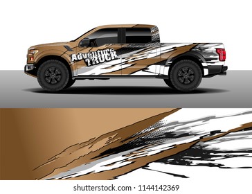 Truck decal wrap design, car and cargo van wrap vector. Graphic abstract stripe background designs for vehicle, race, advertisement, adventure and livery car.