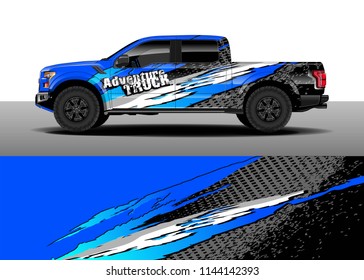Truck decal wrap design, car and cargo van wrap vector. Graphic abstract stripe background designs for vehicle, race, advertisement, adventure and livery car.