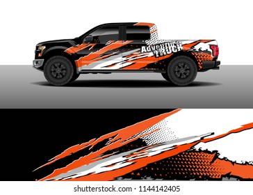 Truck decal wrap design, car and cargo van wrap vector. Graphic abstract stripe background designs for vehicle, race, advertisement, adventure and livery car.