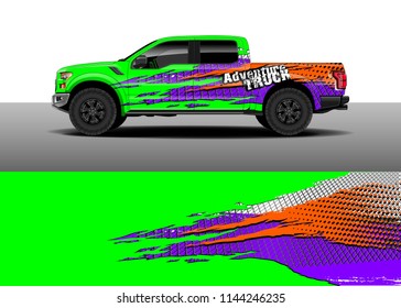 Truck decal wrap design, car and cargo van wrap vector. Graphic abstract stripe designs for vehicle, race, advertisement, adventure and livery car.