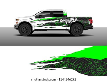 Truck decal wrap design, car and cargo van wrap vector. Graphic abstract stripe designs for vehicle, race, advertisement, adventure and livery car.