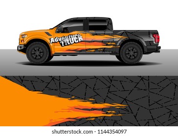 Truck decal wrap design, car and cargo van vector. Graphic abstract stripe background designs for vehicle, race, advertisement, adventure and livery car.