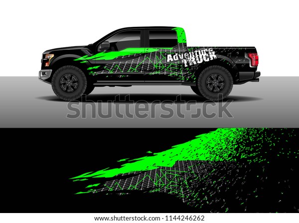 Truck decal wrap design, car and cargo van\
wrap vector. Graphic abstract stripe designs for vehicle, race,\
advertisement, adventure and livery\
car.