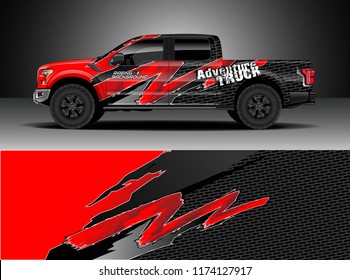 Truck decal wrap design vector. Graphic abstract stripe racing background kit designs for wrap vehicle, race car, rally, adventure and livery