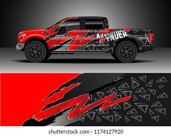 Truck decal wrap design vector. Graphic abstract stripe racing background kit designs for wrap vehicle, race car, rally, adventure and livery