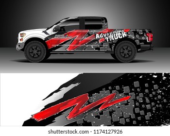 Truck decal wrap design vector. Graphic abstract stripe racing background kit designs for wrap vehicle, race car, rally, adventure and livery