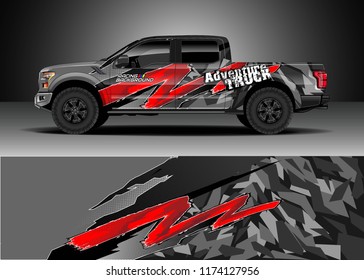 Truck decal wrap design vector. Graphic abstract stripe racing background kit designs for wrap vehicle, race car, rally, adventure and livery