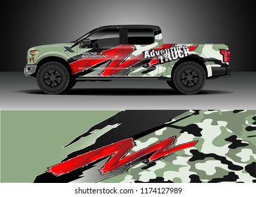 Truck decal wrap design vector. Graphic abstract stripe racing background kit designs for wrap vehicle, race car, rally, adventure and livery