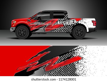 Truck decal wrap design vector. Graphic abstract stripe racing background kit designs for wrap vehicle, race car, rally, adventure and livery