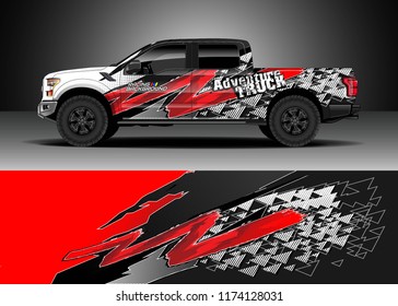 Truck decal wrap design vector. Graphic abstract stripe racing background kit designs for wrap vehicle, race car, rally, adventure and livery