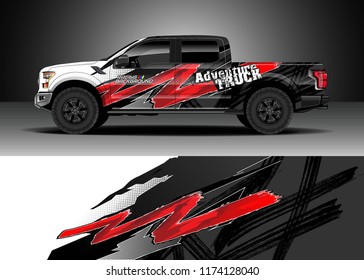 Truck decal wrap design vector. Graphic abstract stripe racing background kit designs for wrap vehicle, race car, rally, adventure and livery