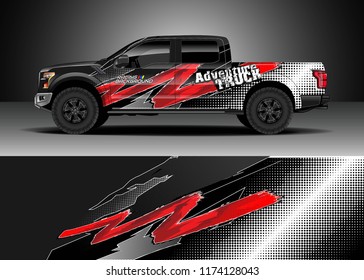 Truck decal wrap design vector. Graphic abstract stripe racing background kit designs for wrap vehicle, race car, rally, adventure and livery