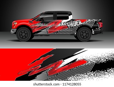 Truck decal wrap design vector. Graphic abstract stripe racing background kit designs for wrap vehicle, race car, rally, adventure and livery