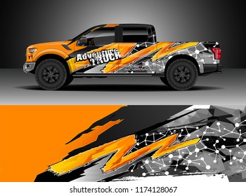 Truck decal wrap design vector. Graphic abstract stripe racing background kit designs for wrap vehicle, race car, rally, adventure and livery